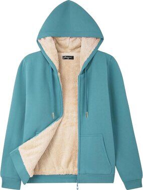 Bumeex Women's Fleece Lined Zip Up Hoodie Jacket Cozy Warm Sweatshirt Coat(No Pi